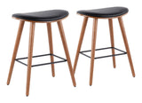 Saddle Wood & PU Leather Seat Counter/Bar Stools (2-Piece Set), Walnut/Black G6L7 - product image 4