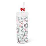 22-oz Printed Glass Tumbler with Bow Charm Straw A5F2 - product image 1