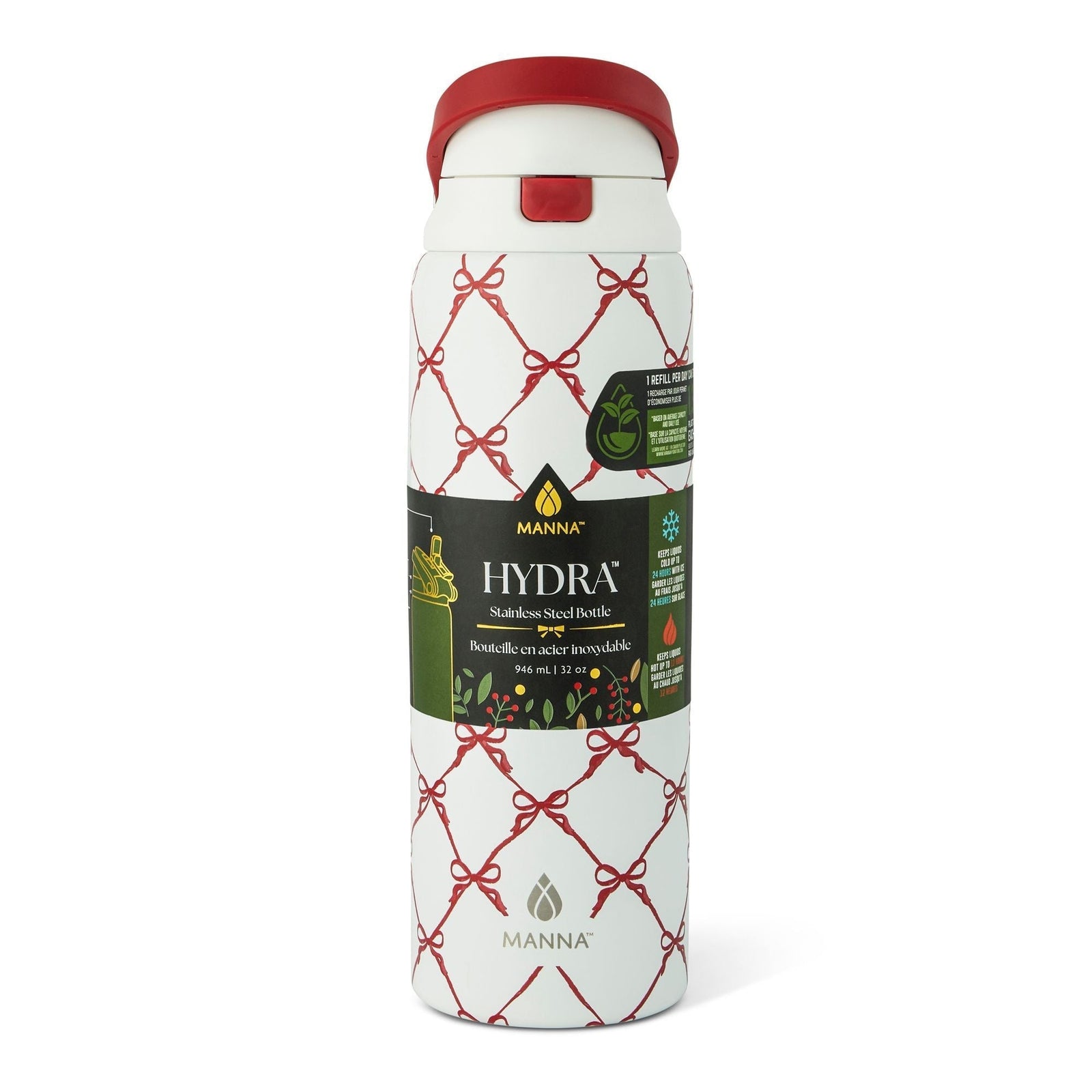 Hydra 946-mL Stainless Steel Bottle with Bows Design Q3R0 - product image 3
