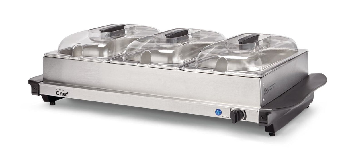 3-Tier Buffet Server/Food Warmer with Warming Tray, Stainless Steel, 300W N4H1 - product image 1
