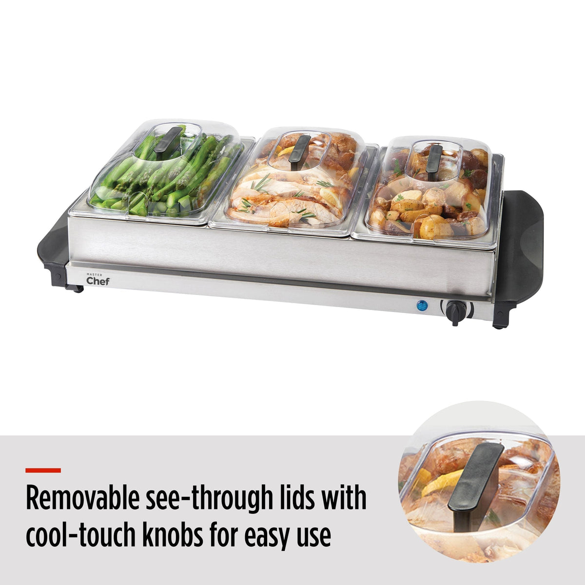 3-Tier Buffet Server/Food Warmer with Warming Tray, Stainless Steel, 300W N4H1 - product image 7