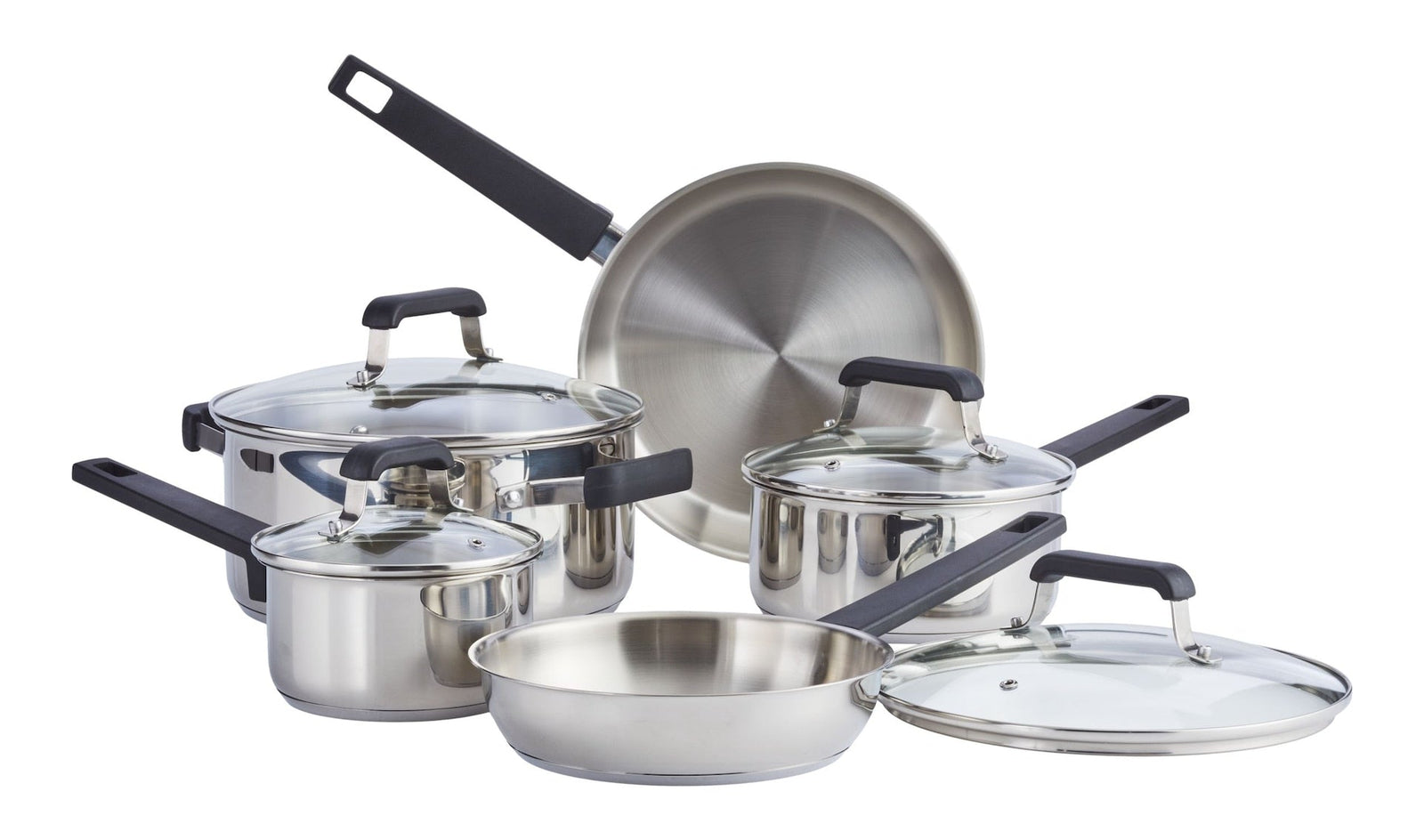 Stainless Steel Cookware Set with Glass Lids, 9-pc N7P8 - product image 1