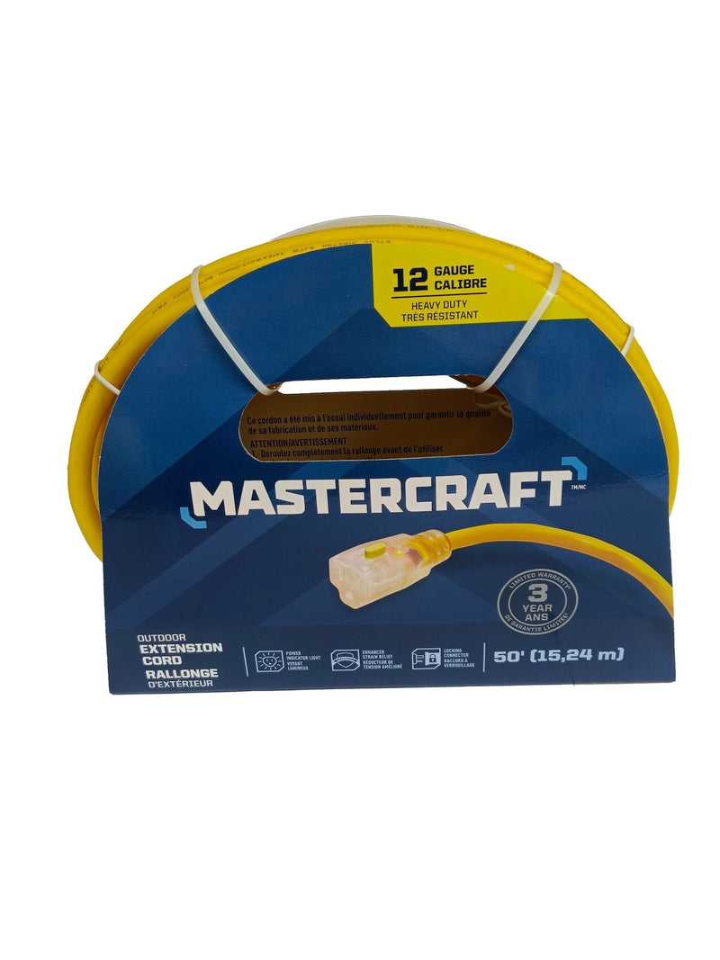 12/3 Outdoor Extension Cord with Lighted end & Locking Connector, Yellow C9E6