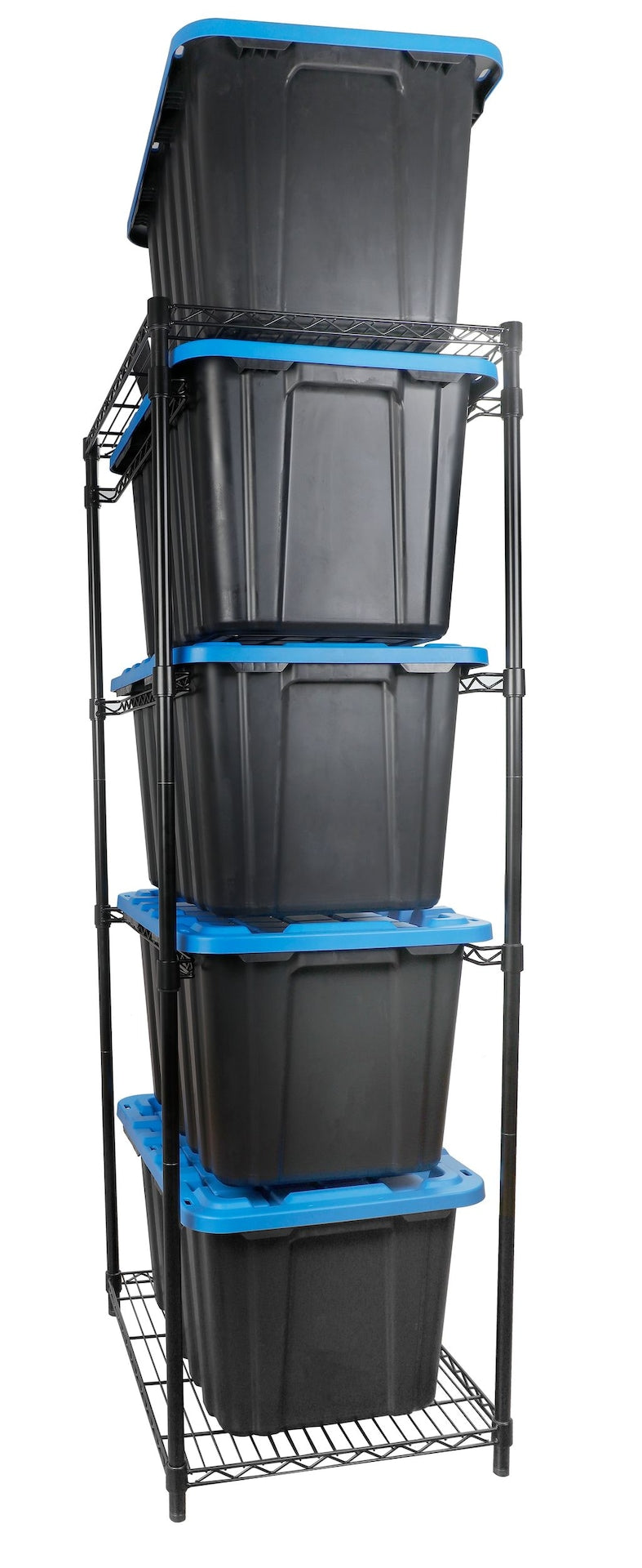5-Tier Steel Tote Storage Rack, Black, Totes Not Included L8Z8