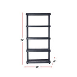 Adjustable 5-Shelf Resin/Plastic Storage Rack/Shelving Unit, 36 x 18 x 72-in D3Y7 - product image 8