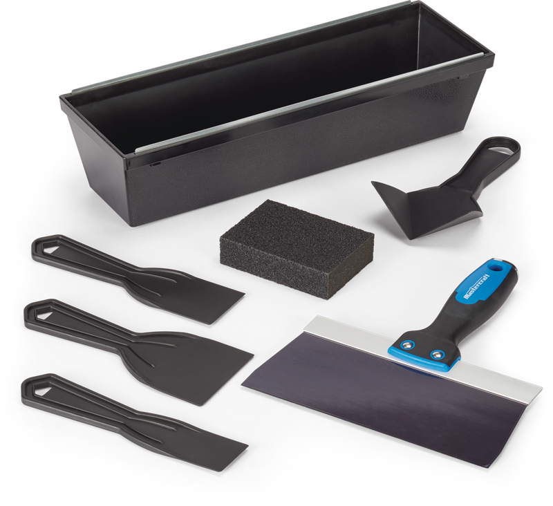 DIY Drywall Set with Mud Pan, Taping Knife, Corner Tool, Putty Knife & Sponge, 7-pc X9X6