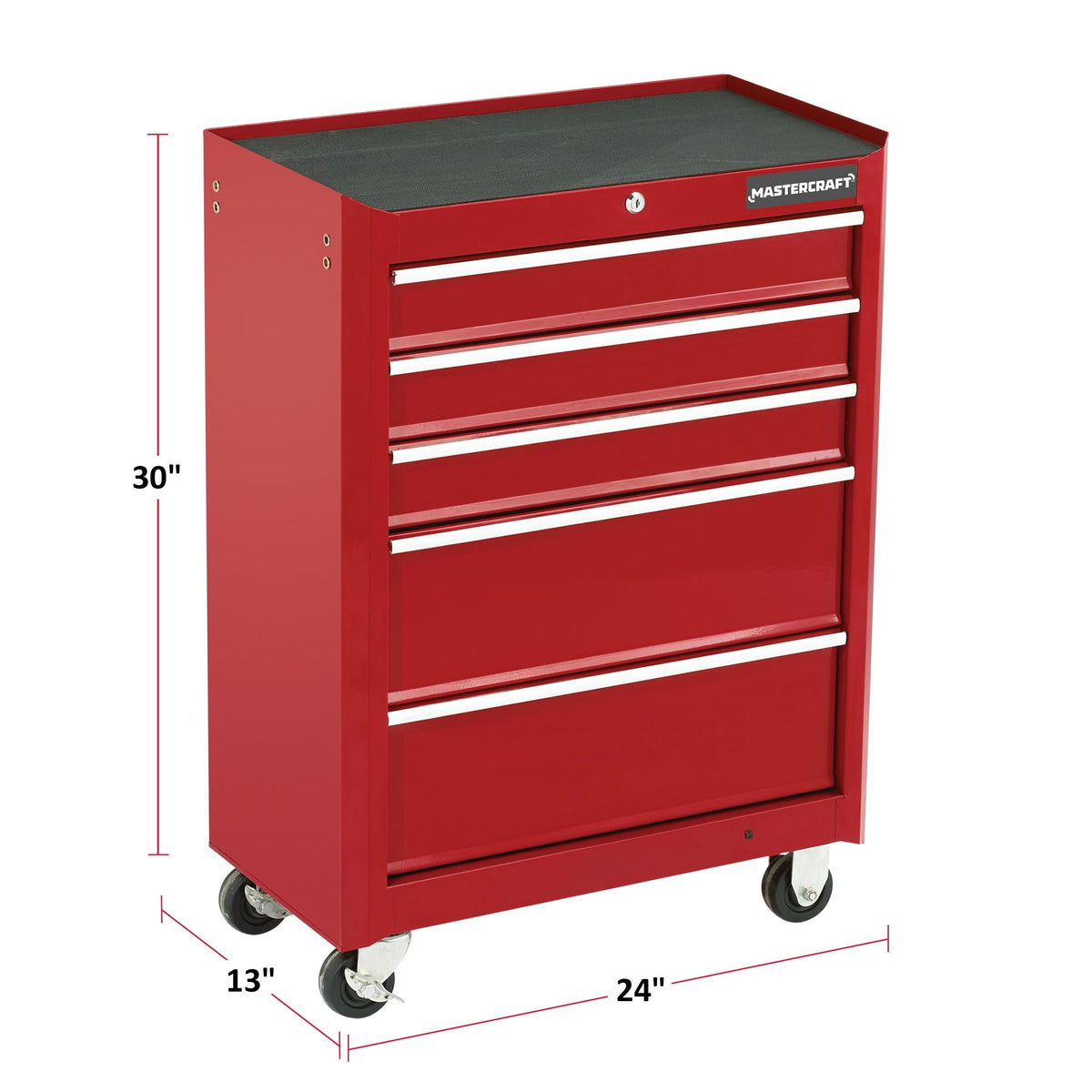 Rolling Tools Storage Cabinet with 5 Drawers, Deep Red, 24-in I7O0 - product image 8
