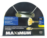 100-ft 12/3 Outdoor Extension Cord with 3 Grounded Outlets, Lighted End and Locking Connector, Yellow/Black P1R5 - product image 1