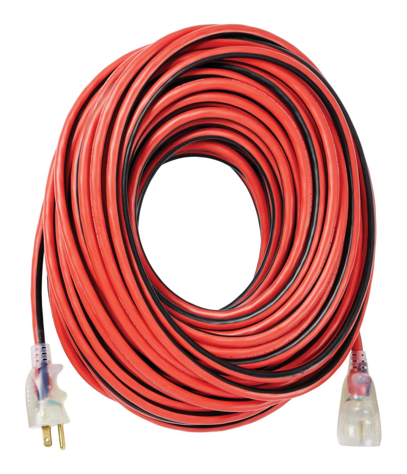 100-ft 14/3 Outdoor Extension Cord with Grounded Outlet, Lighted End and Locking Connector, Hi-Visibility E7O6