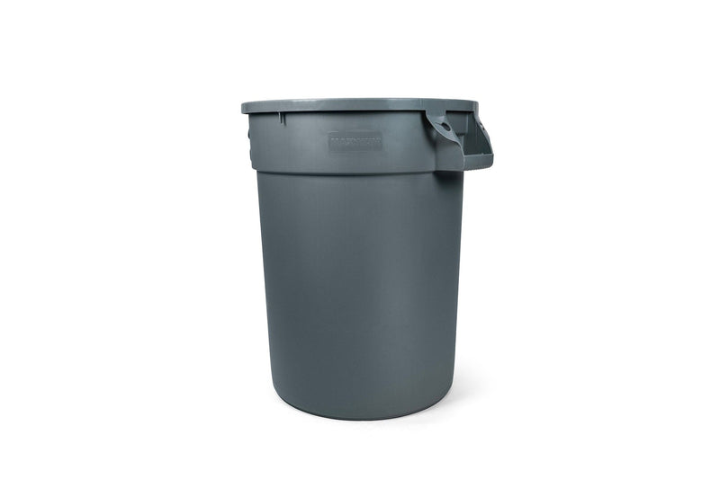 Commercial Circular Outdoor Garbage Can with Lid, Grey F5D1