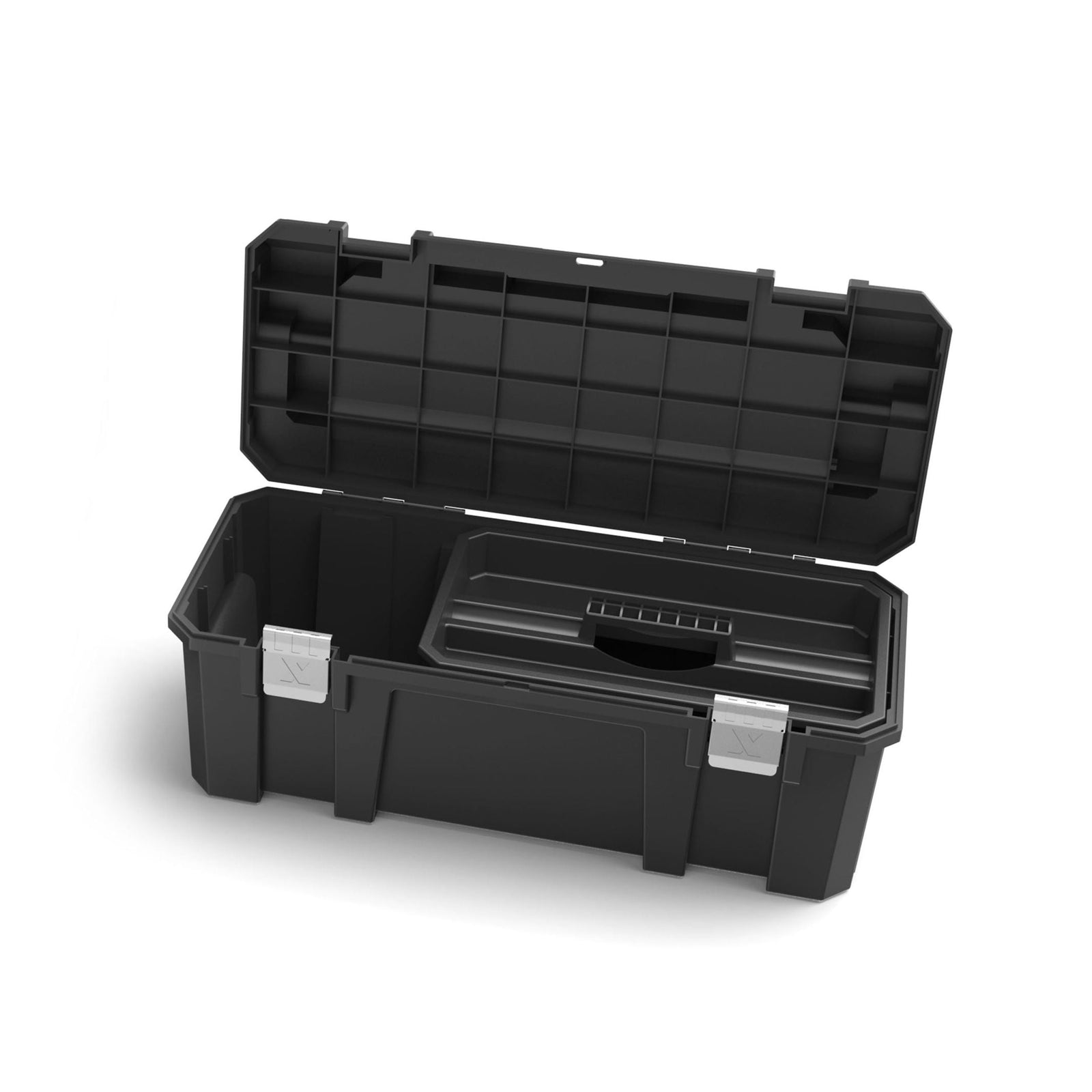 Heavy-Duty Plastic Tool Box with Removable Tray & Organizer, 26-in, Black R6P2 - product image 2