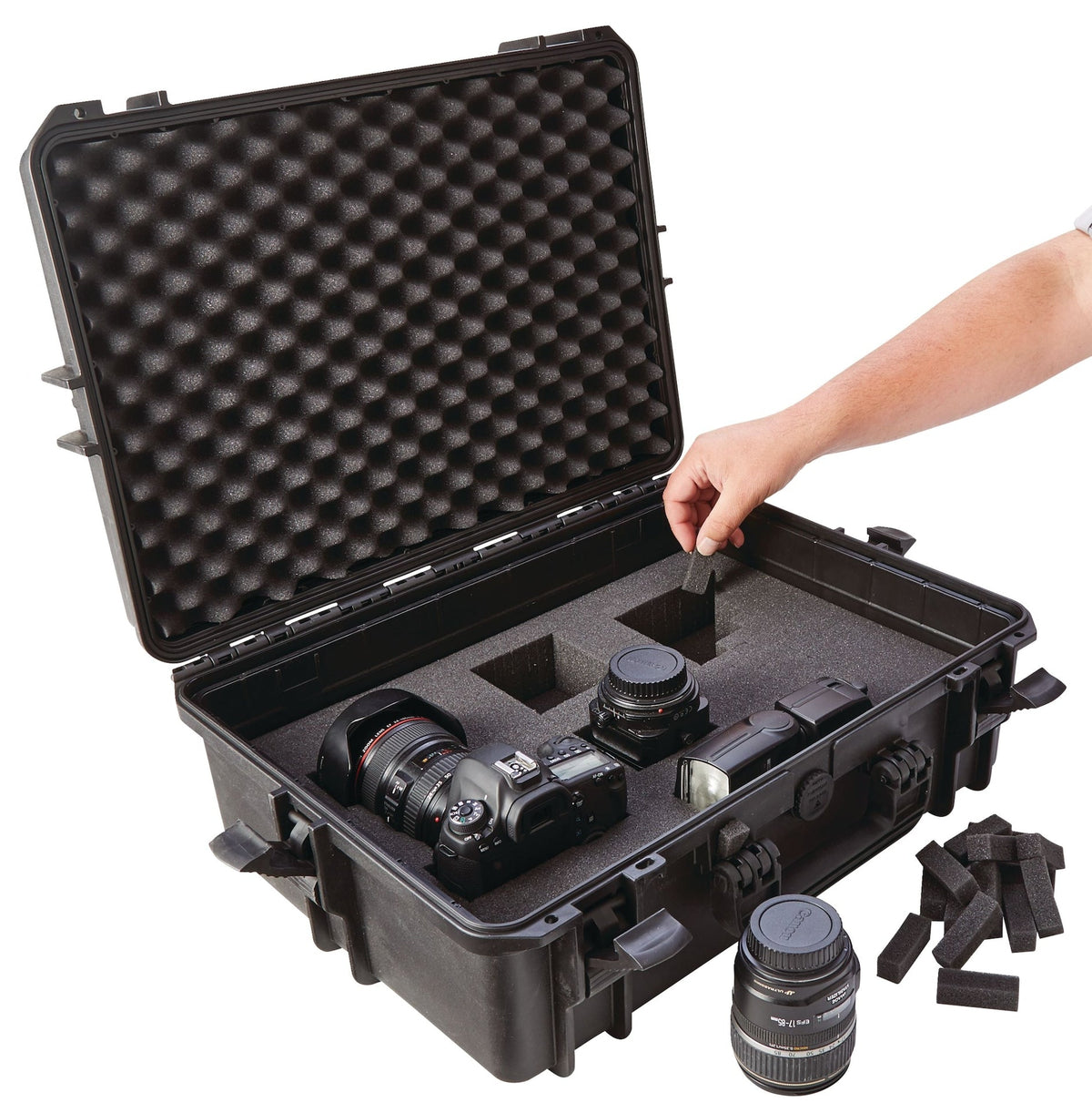 Portable IP67 Waterproof Case/Tool Box with Foam Layers, Black, Large, 22-in L6P5 - product image 6