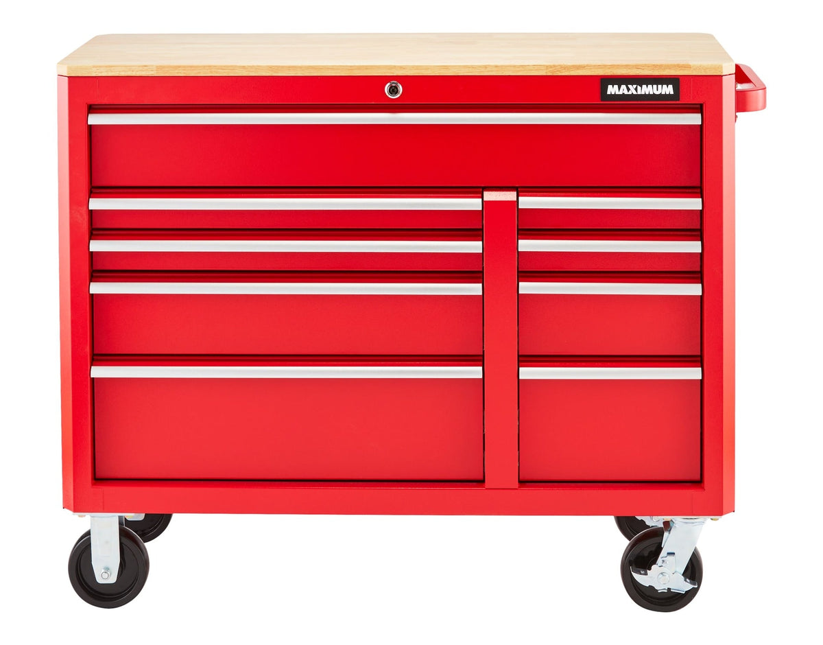 Tool Storage Cabinet, Built-In Power Bar with USB, 9-Drawer, 47-in, Red Q7A5 - product image 2