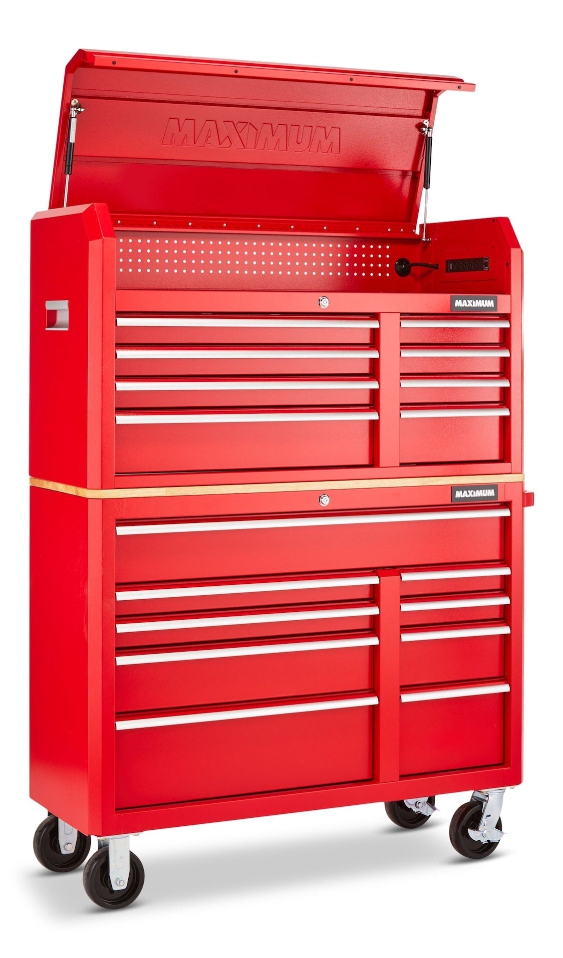 Tool Storage Cabinet, Built-In Power Bar with USB, 9-Drawer, 47-in, Red Q7A5 - product image 3