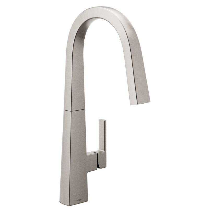 Nio U Single Handle High Arc Smart Pull Down Spot-Resist Sprayer Kitchen Faucet with Power Clean, Stainless Steel C7C6