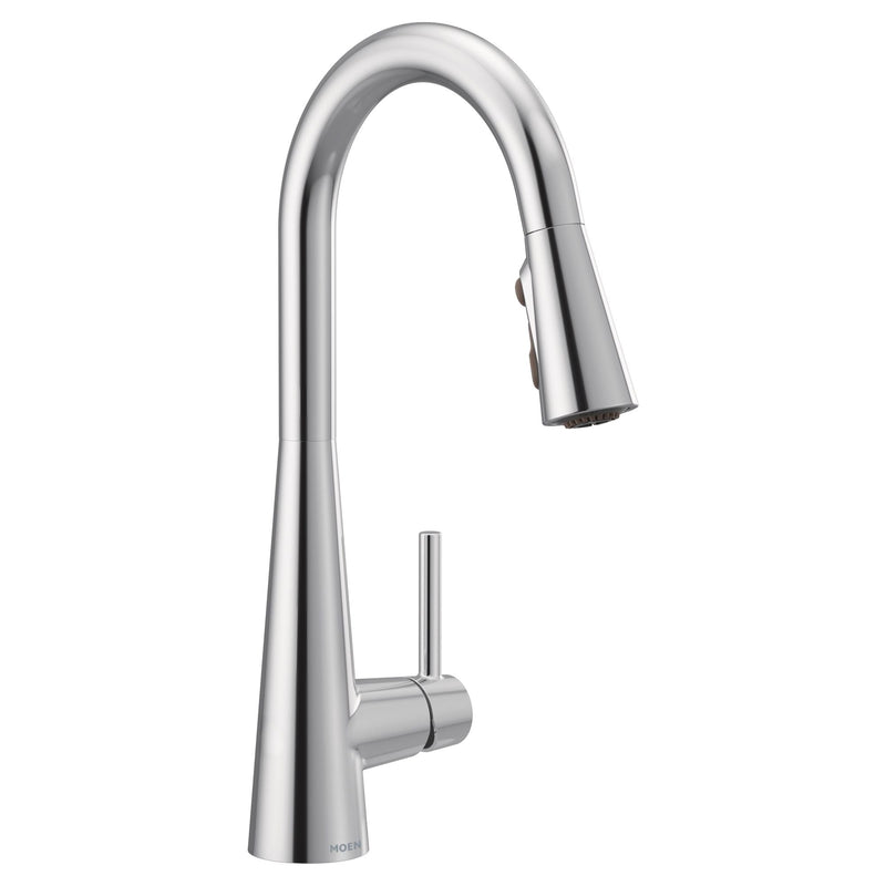 Sleek Single Handle High Arc Pull Down Sprayer Kitchen Faucet with Power Boost, Chrome L3V8