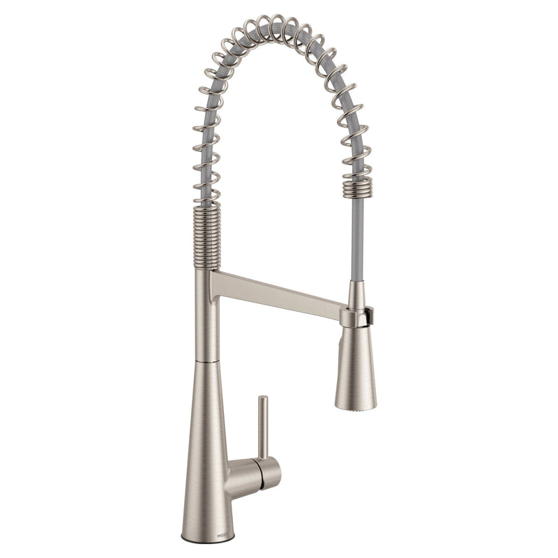 Sleek Single Handle Pre-Rinse Spring Pull Down Spot-Resist Kitchen Faucet, Stainless Steel V5N5