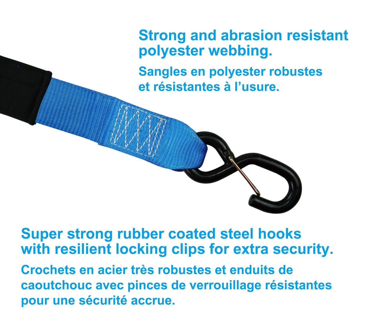 3,600-lb Heavy Duty Ratchet Tie Down Strap, Assorted Sizes, 4-pk G7I9 - product image 3