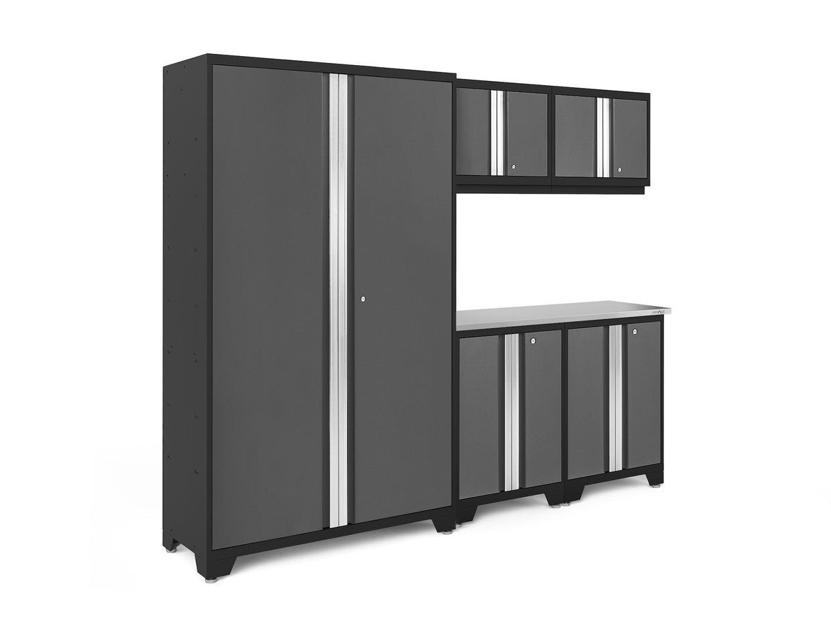 Bold 3.0 Series 24-Gauge Steel Garage Cabinetry Set with Stainless Steel Top, Partial Assembly, 96-in x 18-in x 72-in, 6-pc A8W4 - product image 2