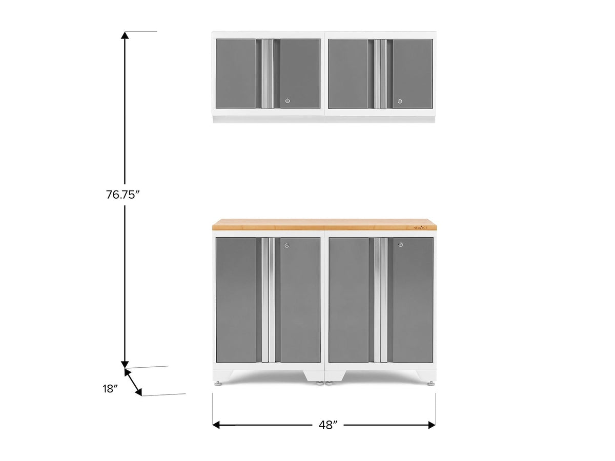 Bold 3.0 Series All-in-One Lockable Steel Garage Cabinetry Set with Bamboo Top, White/Platinum, 48-in x 18-in x 76.75-in, 5-pc R8E2 - product image 2