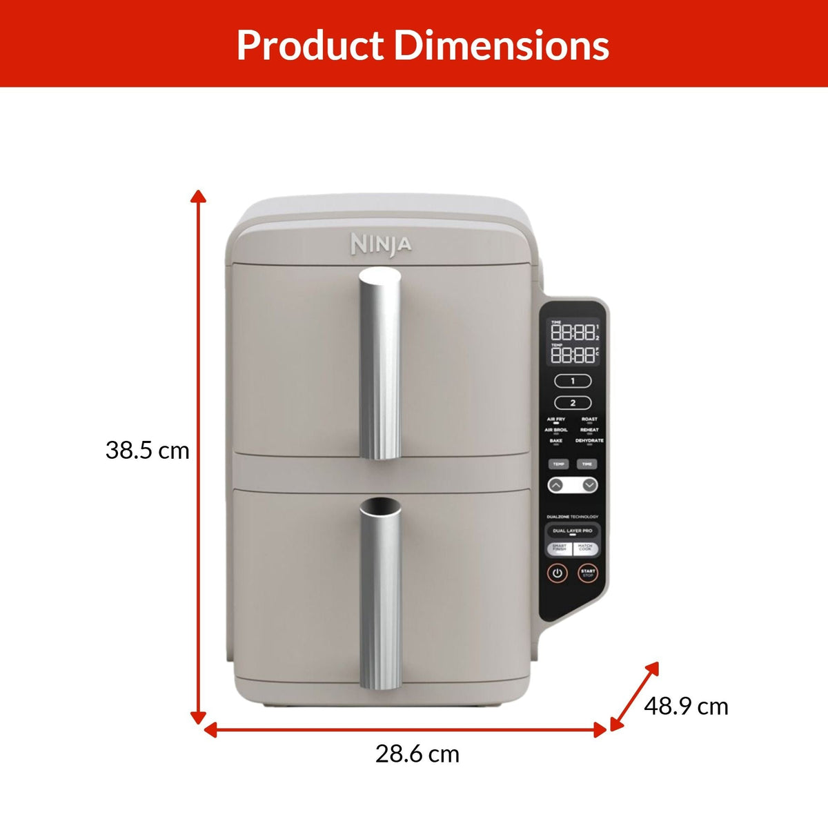 Dual Stacked Space-Saving Air Fryer, Sandstone D7B7 - product image 2