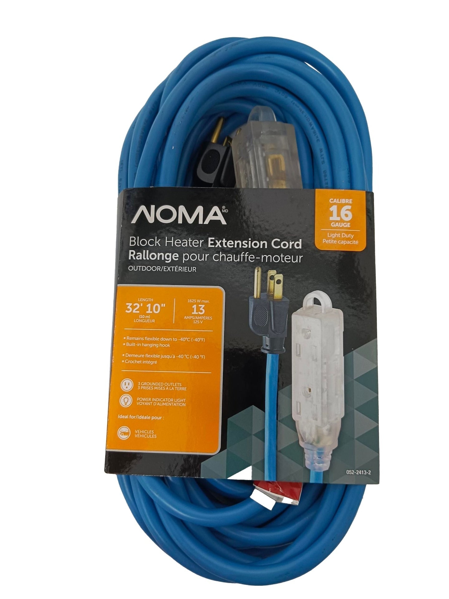 32-ft 10-in 16/3 13 Amp All-Weather Block Heater Cord with Lighted End, Blue I6T3 - product image 1
