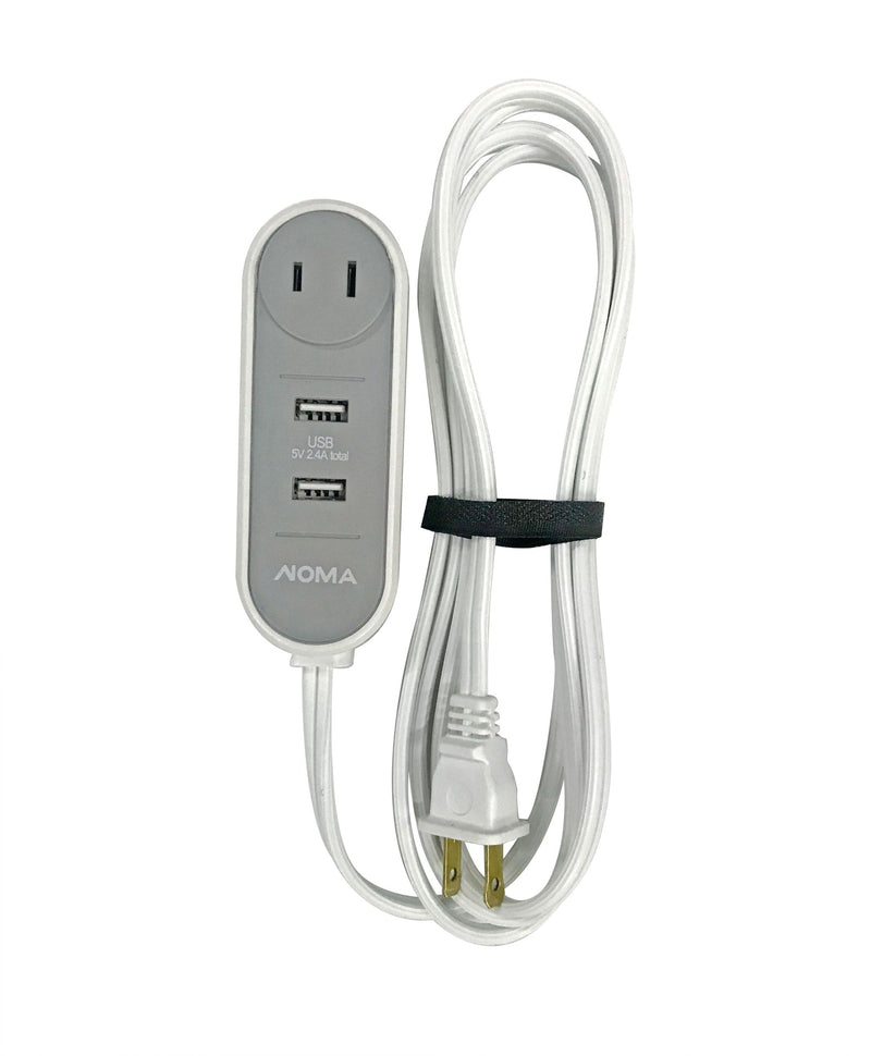 6-ft 6-in 16/2 Extension Cord with 2 USB Outlets, Travel design, White X4Q7
