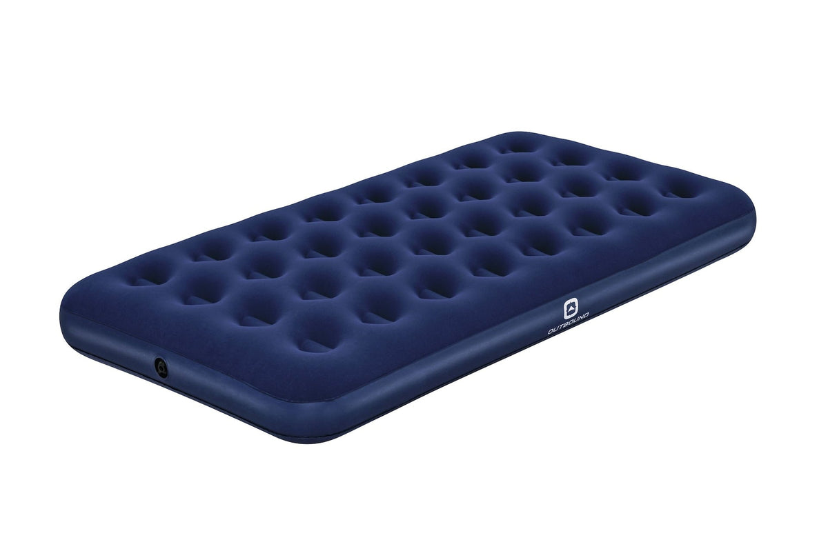Flocked Top Twin Single-High Inflatable Air Mattress/Airbed with Repair Kit, Blue H6D0 - product image 1
