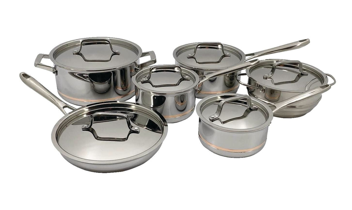 5-Ply Copper Core Stainless Steel Cookware Set, Oven Safe, 12-pc F3V8 - product image 1