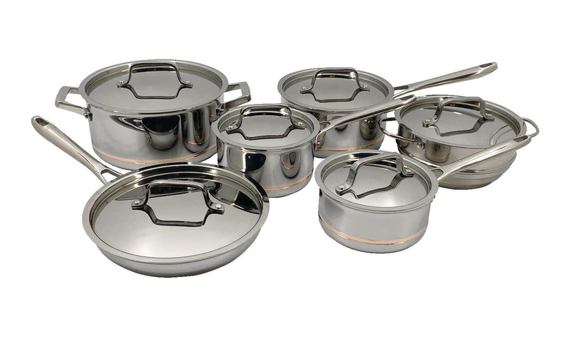 5-Ply Copper Core Stainless Steel Cookware Set, Oven Safe, 12-pc F3V8