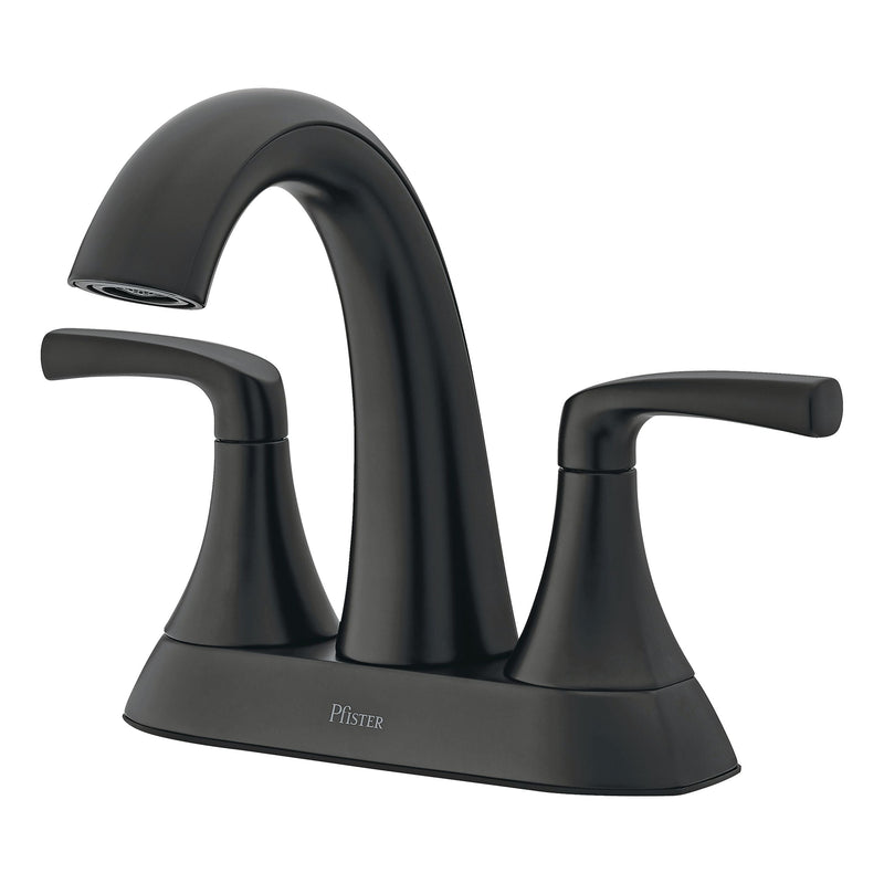 Rancho Double Handle 4-in Centreset Bathroom Sink Faucet Push & Seal Drain, WaterSense Certified, Matte Black L4A0
