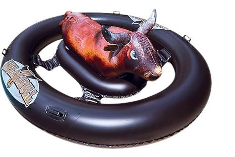 Inflatabull Inflatable Bull Ride-On Lake/Pool Float Toy, Brown M6R9