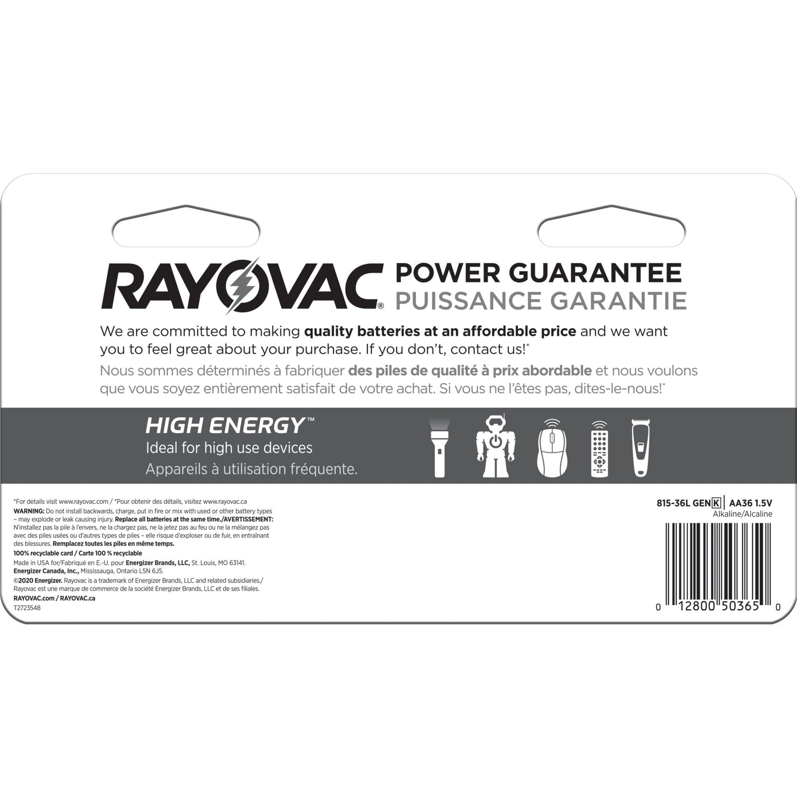 HIGH ENERGY AA Alkaline Batteries, Long Lasting, All Purpose, 36-Pk Y0D2 - product image 4