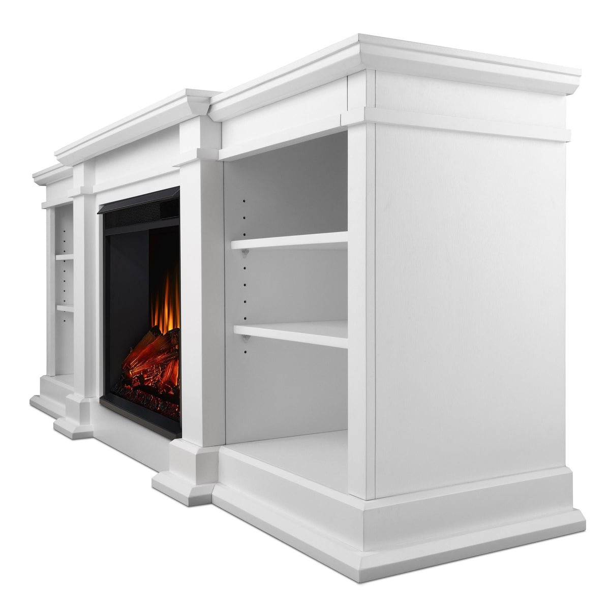 Flame Fresno Electric Media Indoor Electric Fireplace TV Stand, 72-in, 1500W, White J5S1 - product image 2