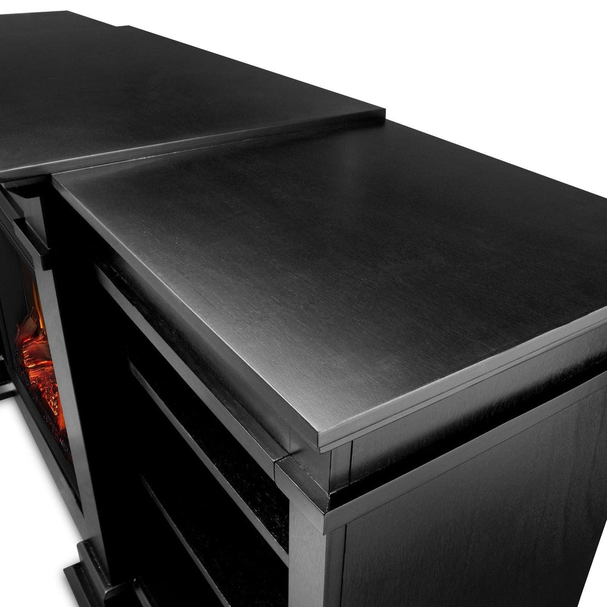 Flame Fresno Media Indoor Electric Fireplace TV Stand, 72-in, 1500W, Black Z1Y6 - product image 5