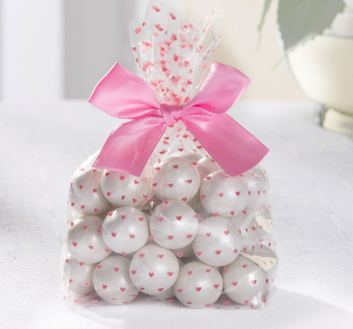 Cello Treat Party Bags, Pink/Clear, Hearts, 10-in, 12-pk, for Gender Reveal/Baby Shower G0U5 - product image 1