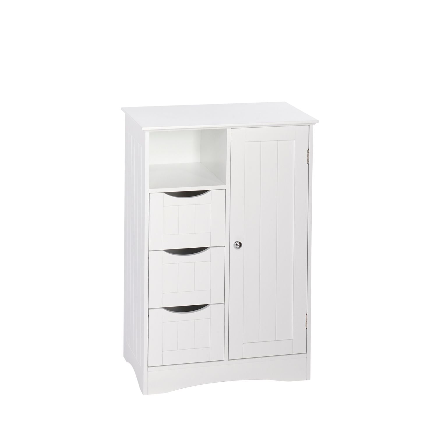 Home Ashland Single Door Bathroom & Laundry Storage Cabinet with 3 Drawers, Open Cubby & Adjustable Shelf, White Y6Z5 - product image 1