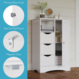 Home Ashland Single Door Bathroom & Laundry Storage Cabinet with 3 Drawers, Open Cubby & Adjustable Shelf, White Y6Z5 - product image 4