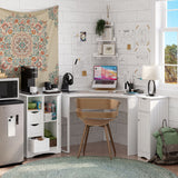 Home Ashland Single Door Bathroom & Laundry Storage Cabinet with 3 Drawers, Open Cubby & Adjustable Shelf, White Y6Z5 - product image 7