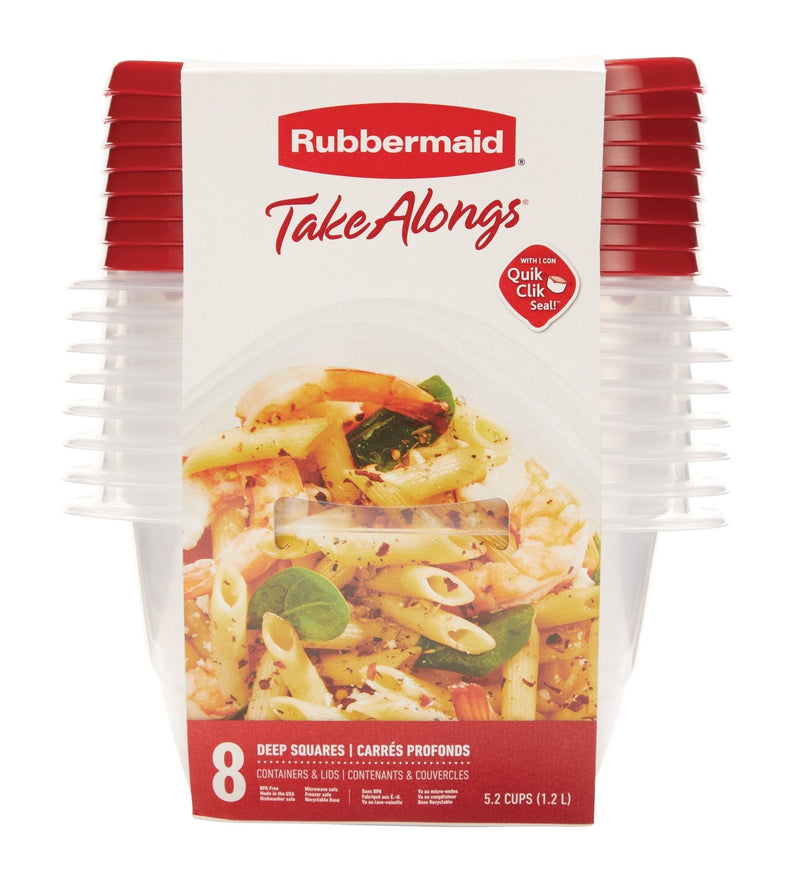 Take Alongs Deep Plastic Food Storage Containers with Lids, 1.2 L (5.2 Cup), 8 Count H6K6