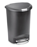 Plastic D-Shaped Step Garbage Can, Black, 50-L D1N6 - product image 1