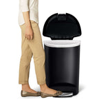 Plastic D-Shaped Step Garbage Can, Black, 50-L D1N6 - product image 5