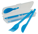 Cutlery Set To Go, Modular Travel Plastic Cutlery Set with Knife, Fork, Spoon, Chopsticks and Case K3S1 - product image 1