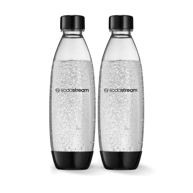 Slim Carbonating Bottle, Dishwasher Safe, BPA-Free, Black, 1-L, 2-pk X3N6