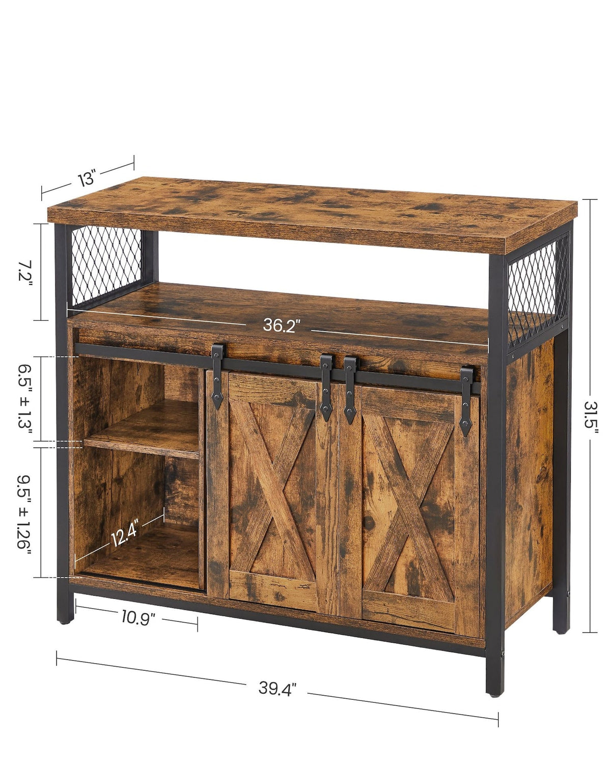 Home Brown Buff Sideboard Storage with Sliding Doors V8I7 - product image 4