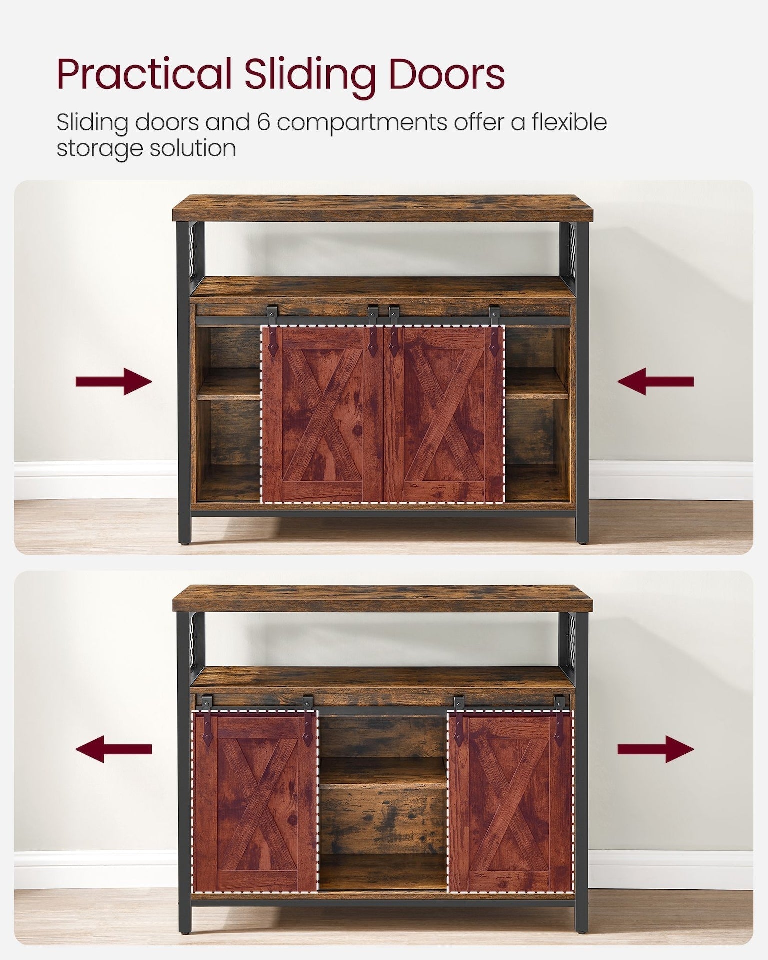 Home Brown Buff Sideboard Storage with Sliding Doors V8I7 - product image 8