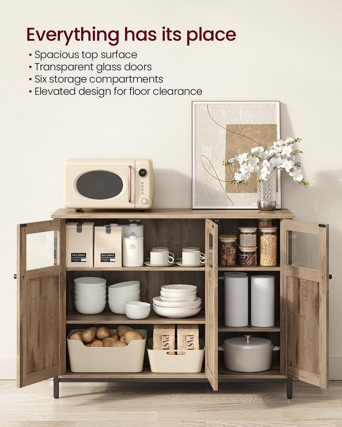 Home Industrial Camel Brown/Black Buffet Cabinet J5E5 - product image 1