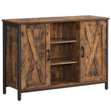 Home Rustic Brown Buffet Cabinet with Barn Doors J3S7 - product image 1
