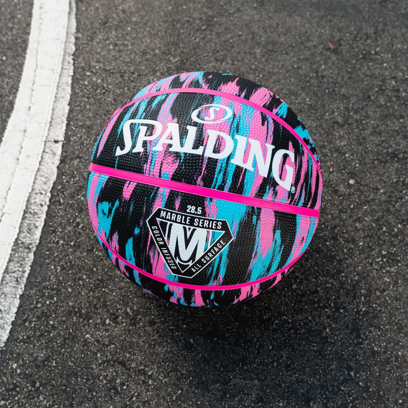Marble Series 4Her Outdoor Rubber Basketball, Size 6 (28.5-in), Black/Pink L3W8 - product image 6