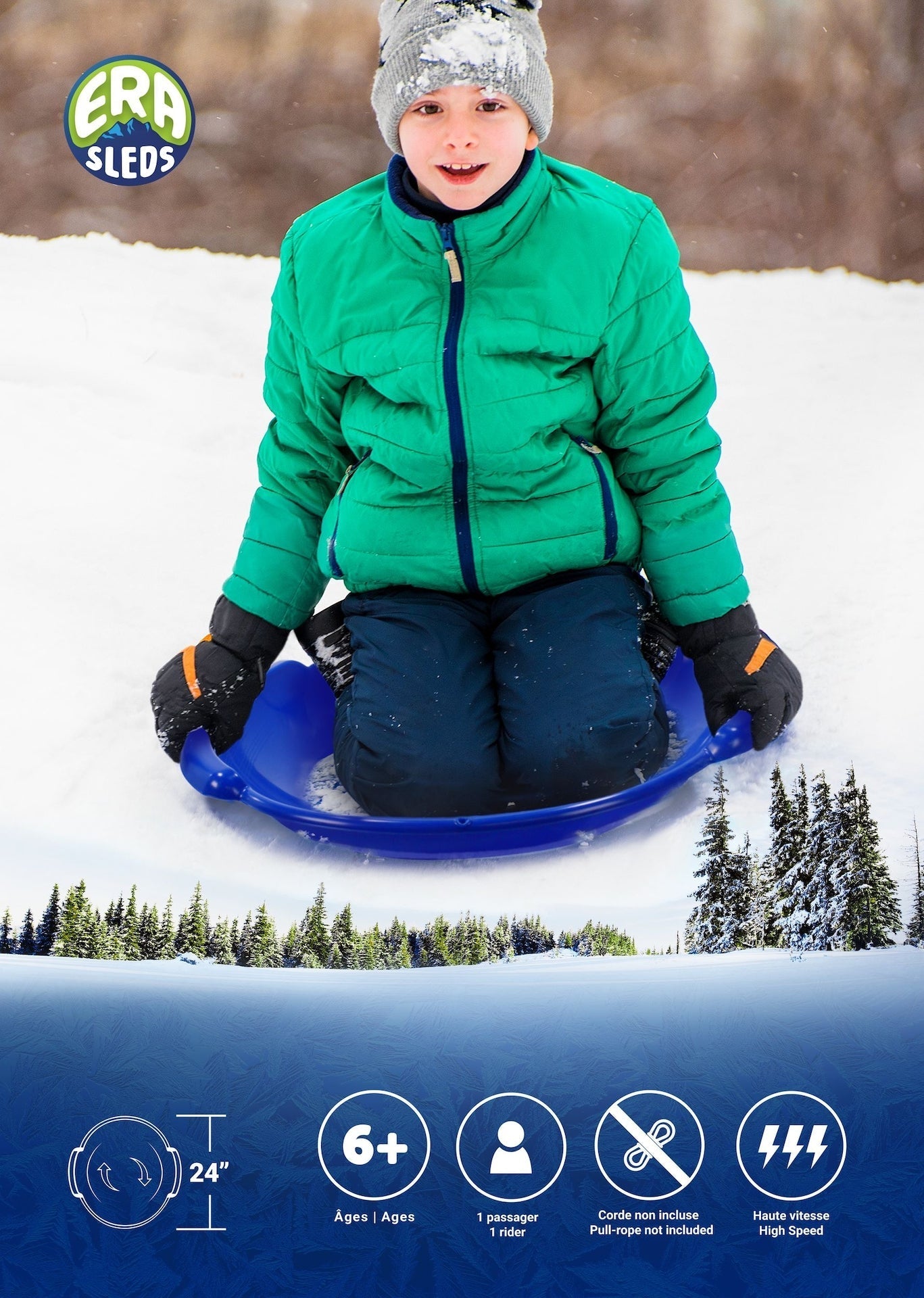 Kids' 1-Person Lightweight Plastic Winter Snow Saucer Sled/Toboggan G8J9 - product image 5